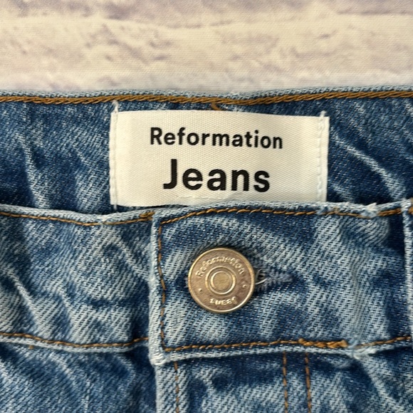 Reformation Charlie High Rise Denim Jean Shorts Cut Off Button Fly Micro Size 26 - Picture 2 of 11